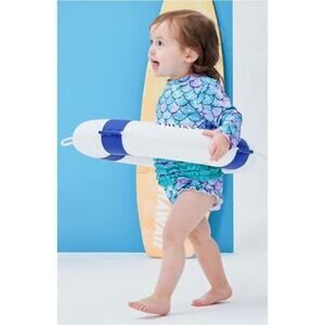 Mermaid Baby/Toddler Girls Size 12-18 months Rash Guard Swimsuit Long Sleeve One